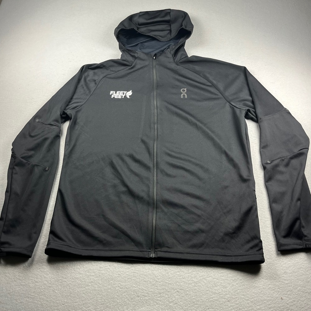 On Cloud Running Climate Zip Hoodie Mens Large Black Fleet Feet Full Zip Jacket